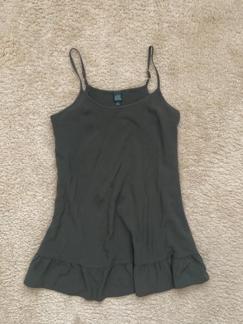 Wild Fable Olive Green Ruffle Hem Cami Tank Top Size Small - Picture 2 of 9